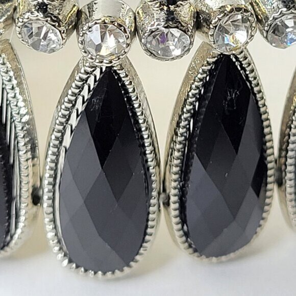 Women's Black Stretch Cuff Bracelet Wide Large Cuffs - Picture 3 of 8